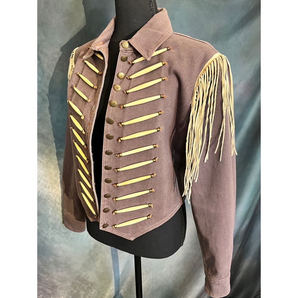 Vintage Double D Ranch Wear S Western Fringe Denim Jacket Application Women's S - Picture 2 of 7